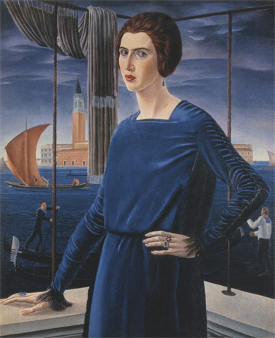 Portrait de sa femme sur fond de Venise