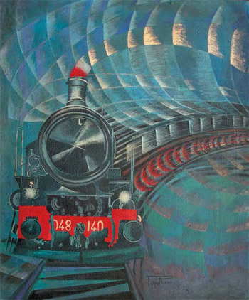 Risultati immagini per treno nella pittura futurista