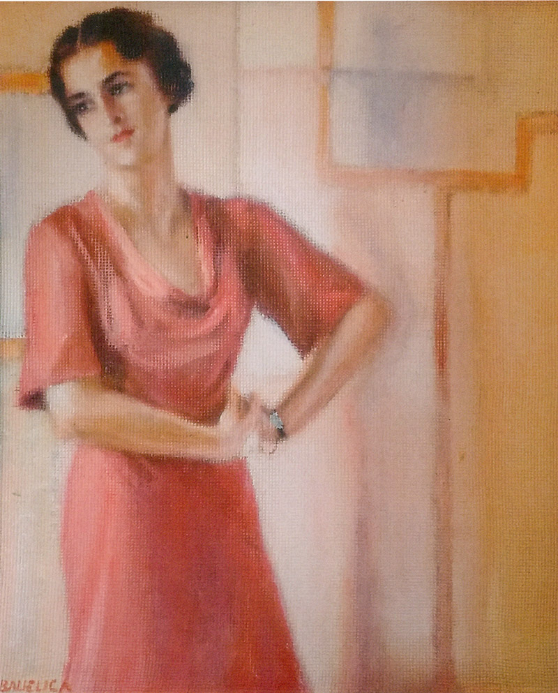 Ritratto di giovane donna in rosso